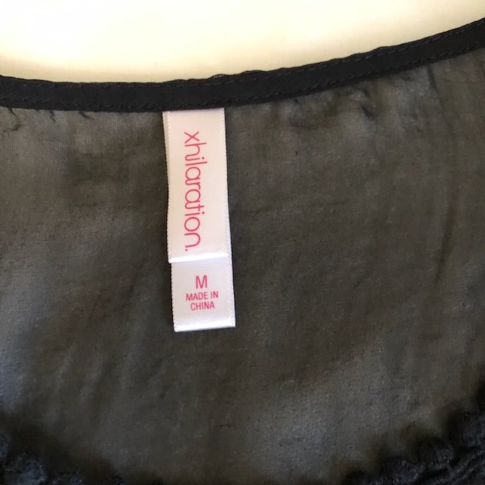 xhilration sheer black boho blouse, Size M - Picture 5 of 6